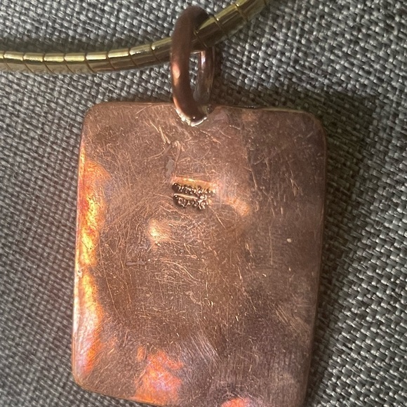 Handcrafted Mixed Metal Brass Gold Tone Signed Artisan Statement 18” Necklace - Picture 8 of 10